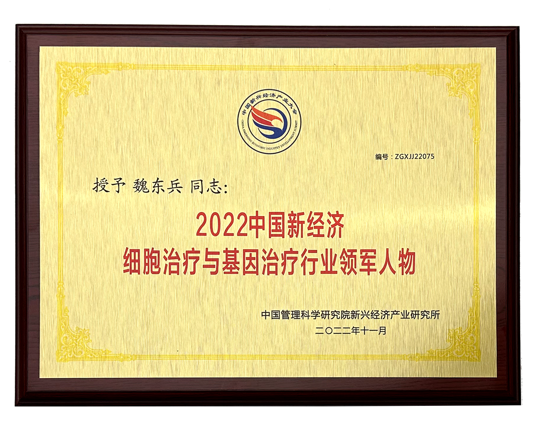 中国管理科学研究院2022中国新经济细胞治疗与基因治疗行业领军人物